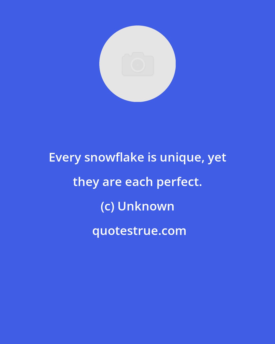 Unknown: Every snowflake is unique, yet they are each perfect.