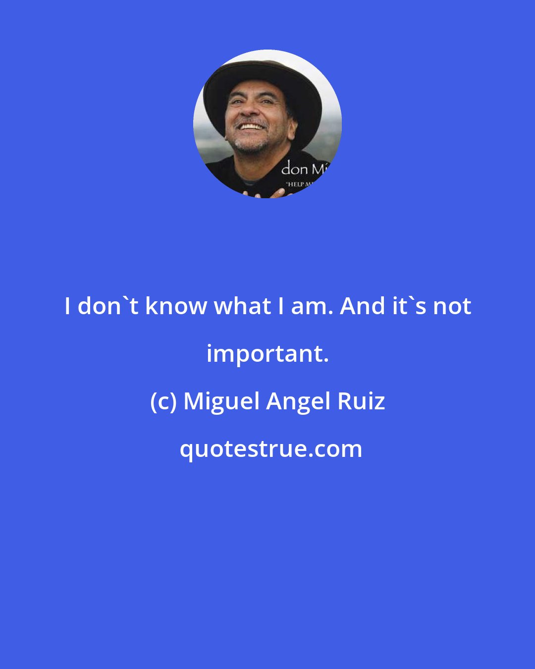 Miguel Angel Ruiz: I don't know what I am. And it's not important.