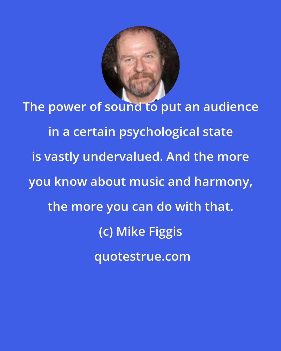 Mike Figgis: The power of sound to put an audience in a certain psychological state is vastly undervalued. And the more you know about music and harmony, the more you can do with that.