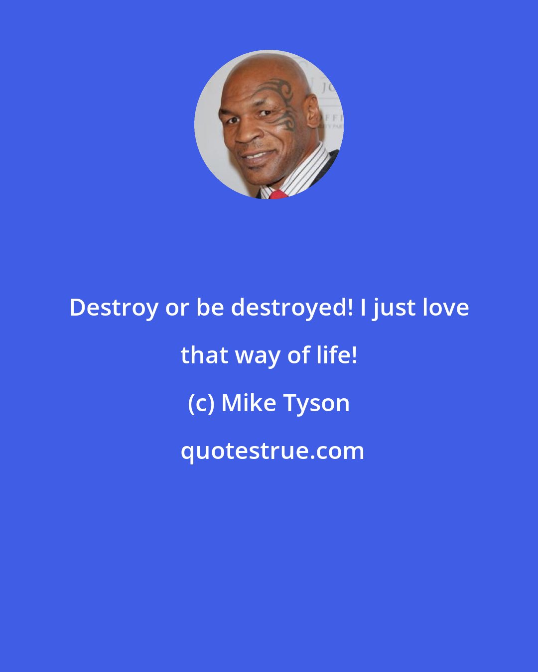 Mike Tyson: Destroy or be destroyed! I just love that way of life!