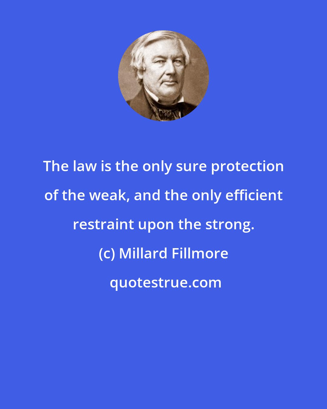 Millard Fillmore: The law is the only sure protection of the weak, and the only efficient restraint upon the strong.