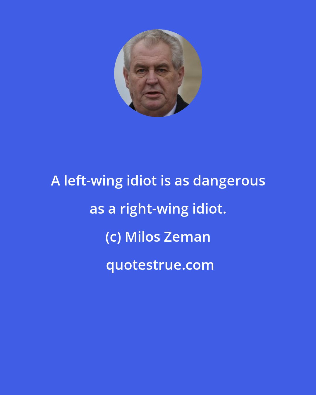 Milos Zeman: A left-wing idiot is as dangerous as a right-wing idiot.