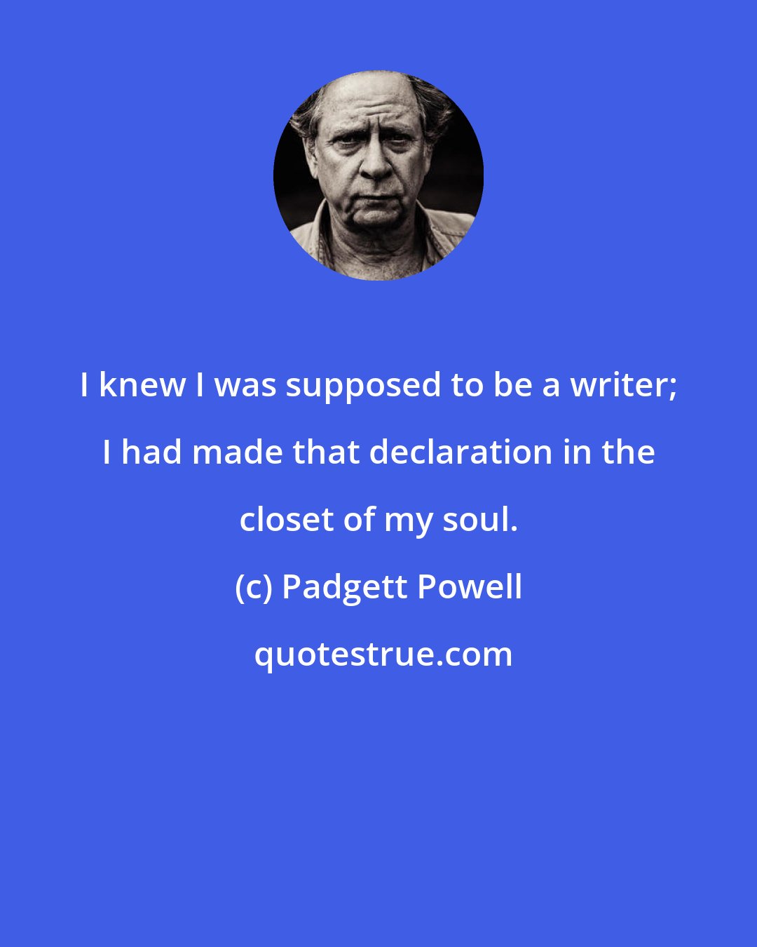 Padgett Powell: I knew I was supposed to be a writer; I had made that declaration in the closet of my soul.