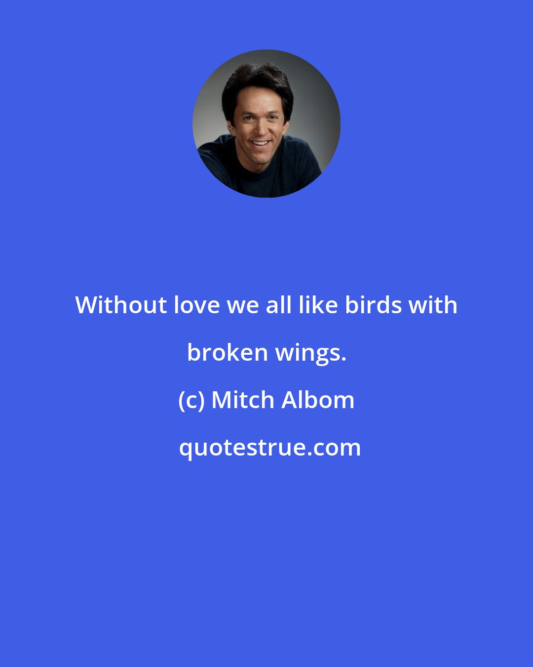 Mitch Albom: Without love we all like birds with broken wings.