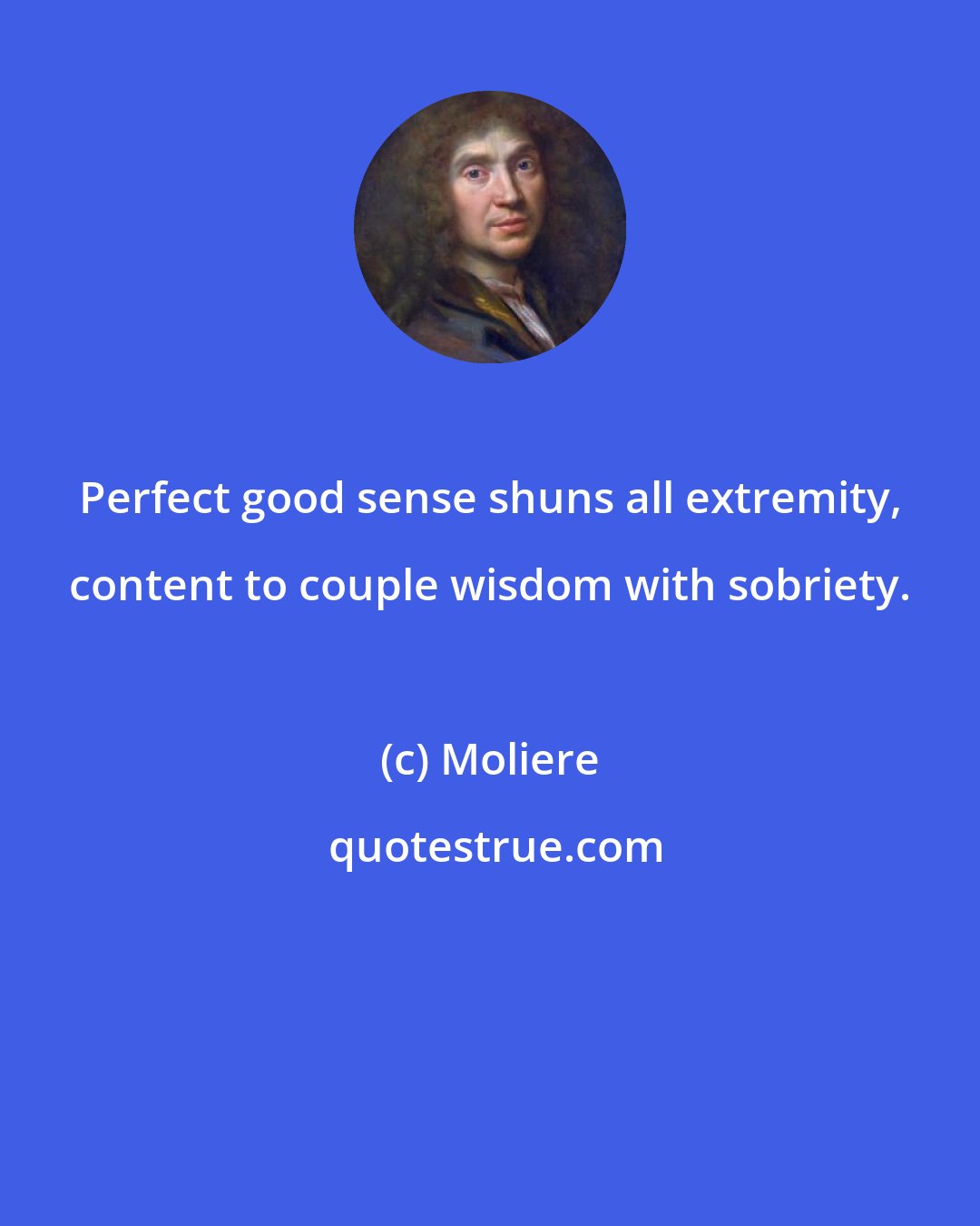 Moliere: Perfect good sense shuns all extremity, content to couple wisdom with sobriety.