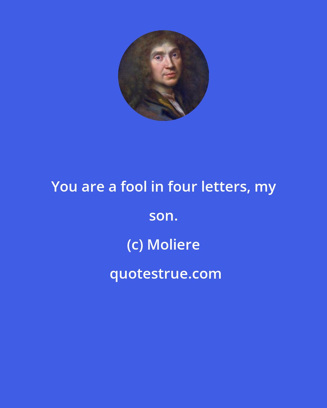 Moliere: You are a fool in four letters, my son.