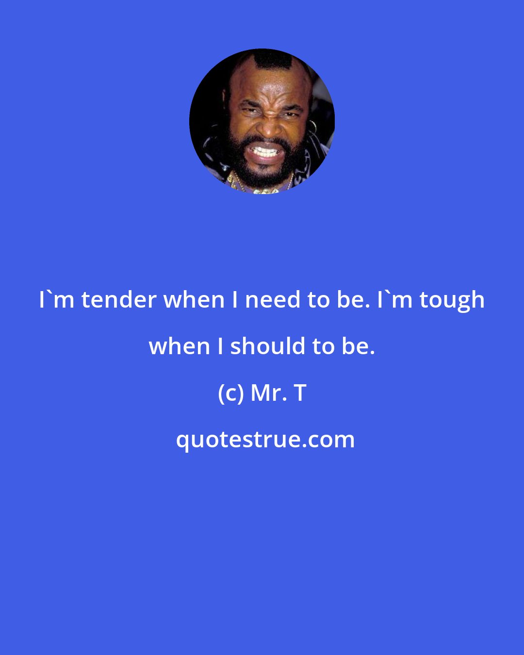 Mr. T: I'm tender when I need to be. I'm tough when I should to be.