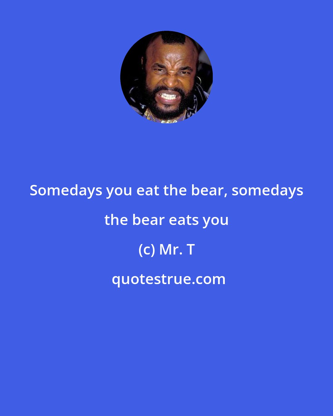 Mr. T: Somedays you eat the bear, somedays the bear eats you