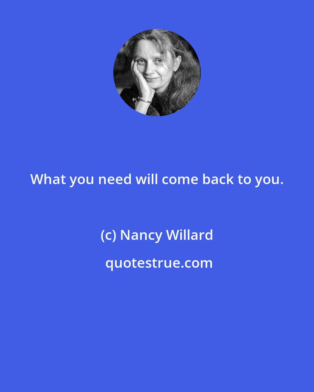 Nancy Willard: What you need will come back to you.