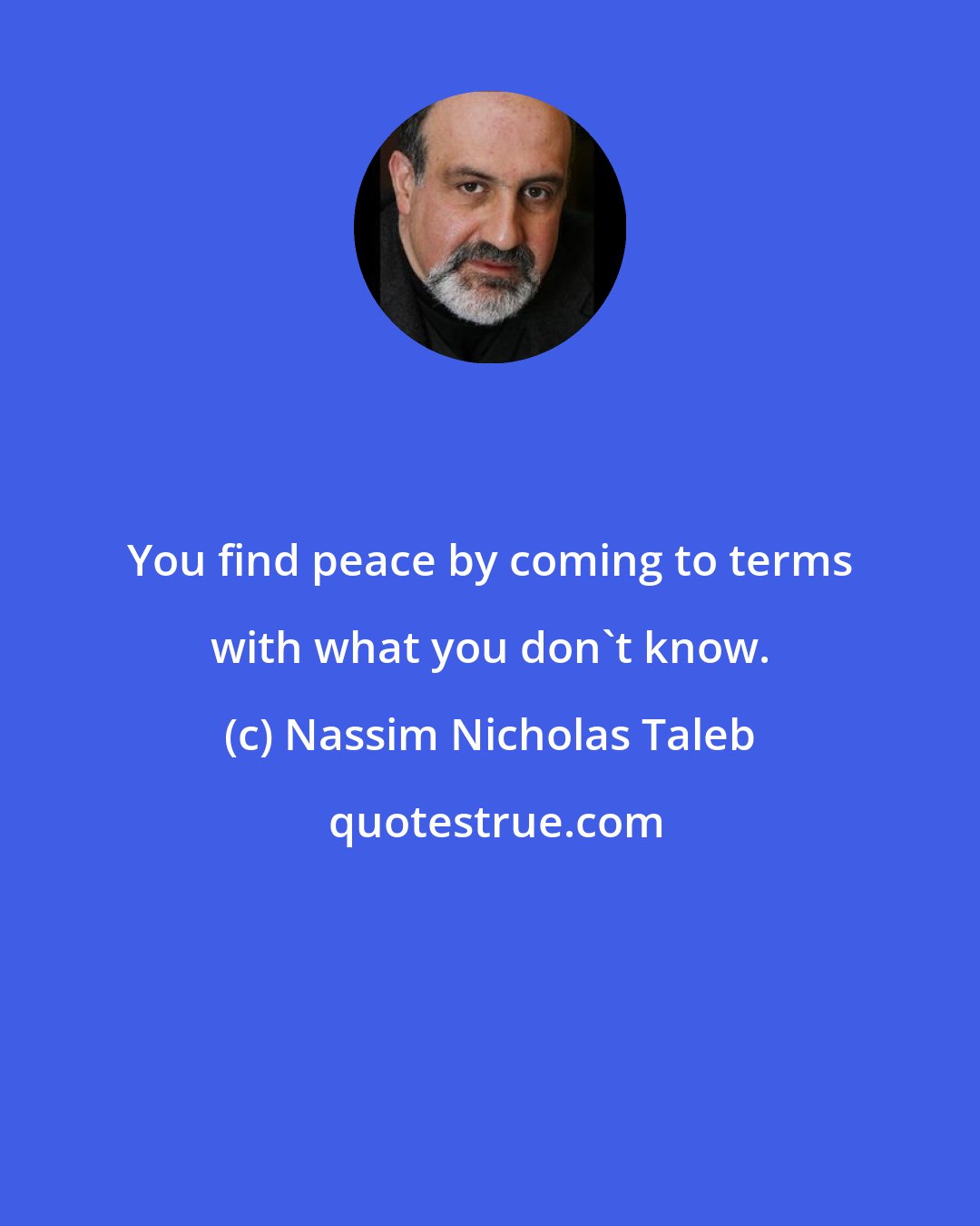 Nassim Nicholas Taleb: You find peace by coming to terms with what you don't know.