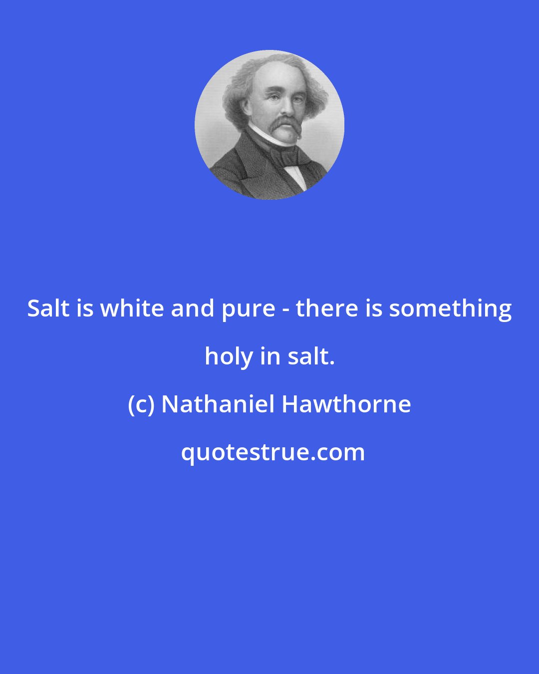 Nathaniel Hawthorne: Salt is white and pure - there is something holy in salt.