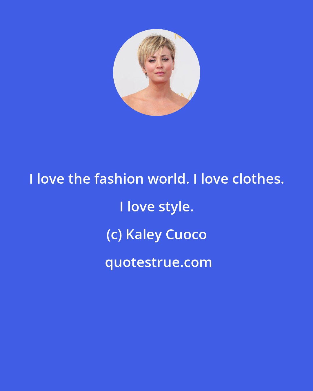 Kaley Cuoco: I love the fashion world. I love clothes. I love style.
