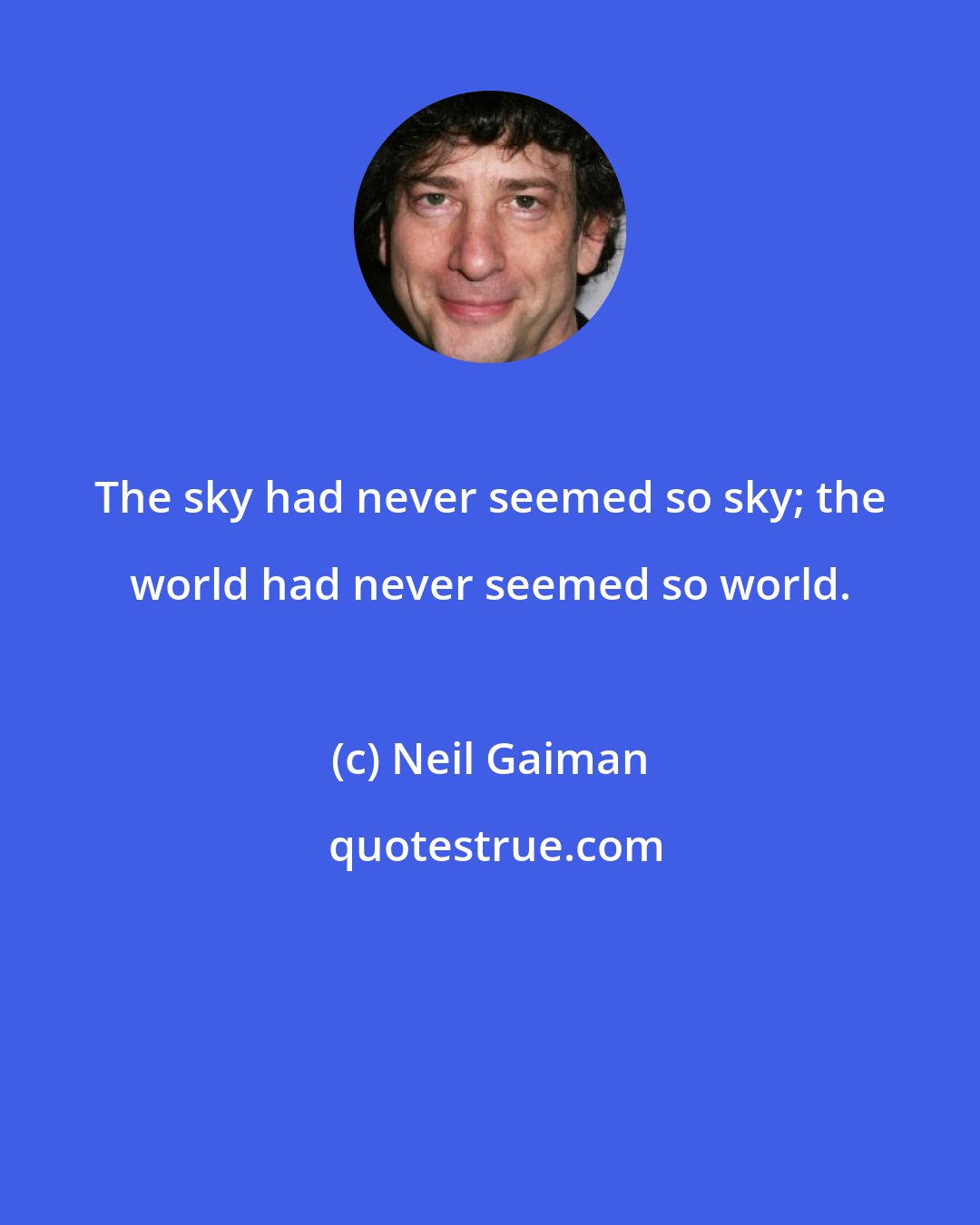 Neil Gaiman: The sky had never seemed so sky; the world had never seemed so world.