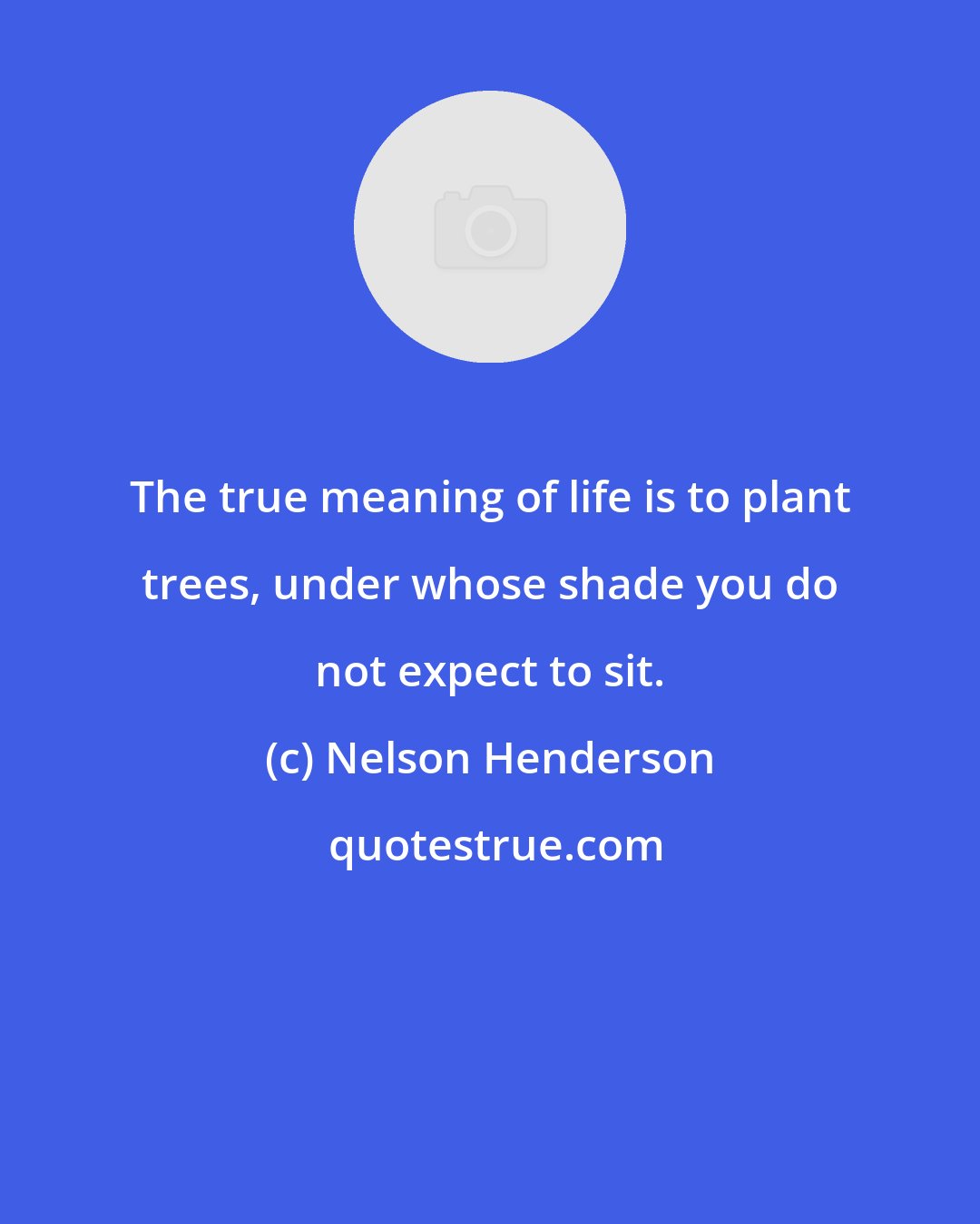 Nelson Henderson: The true meaning of life is to plant trees, under whose shade you do not expect to sit.