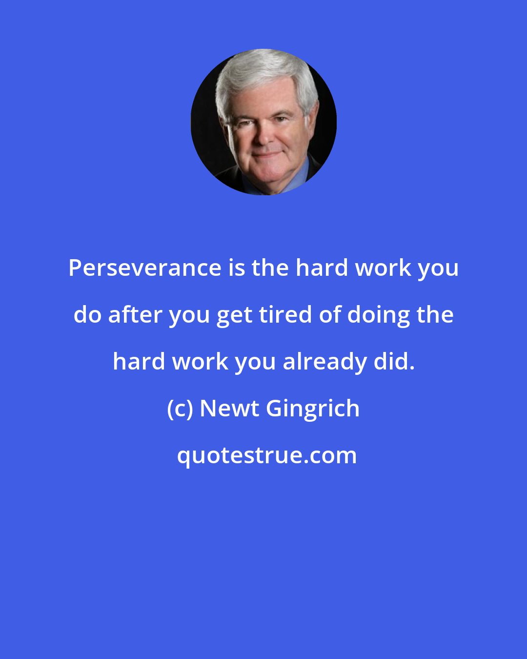 Newt Gingrich: Perseverance is the hard work you do after you get tired of doing the hard work you already did.