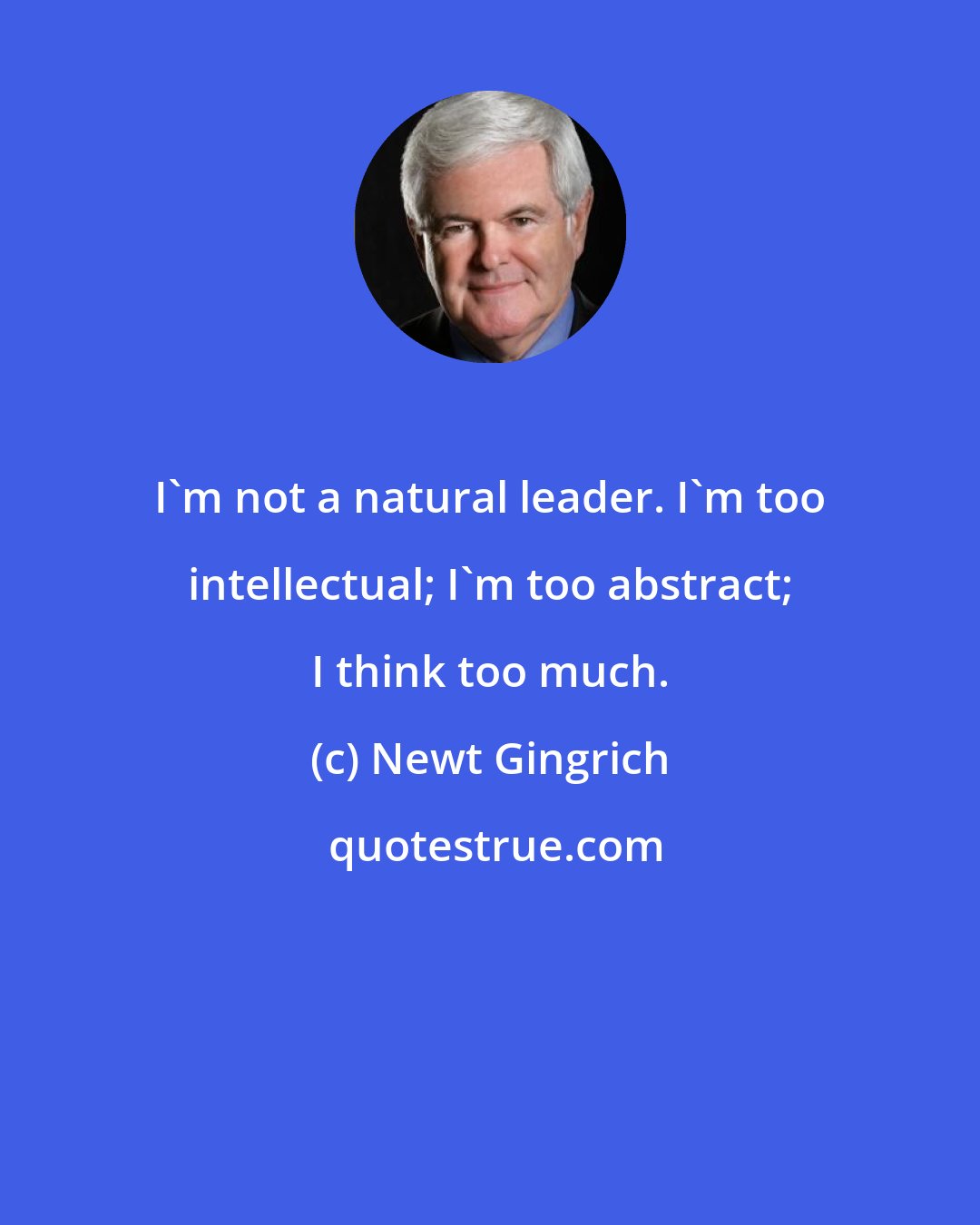 Newt Gingrich: I'm not a natural leader. I'm too intellectual; I'm too abstract; I think too much.