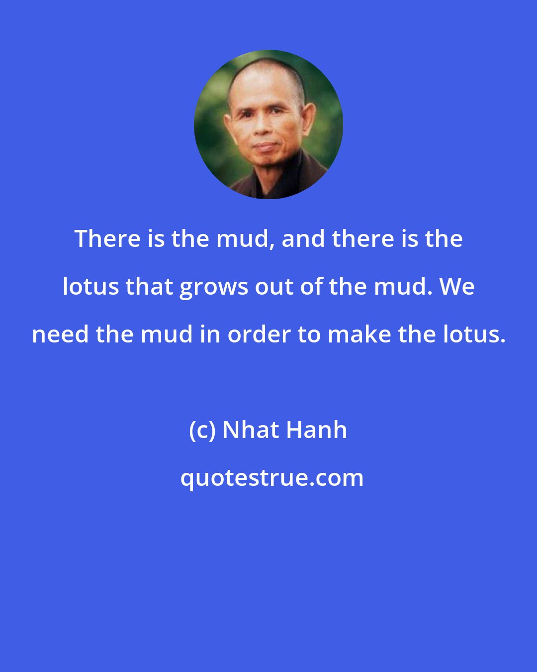 Nhat Hanh: There is the mud, and there is the lotus that grows out of the mud. We need the mud in order to make the lotus.