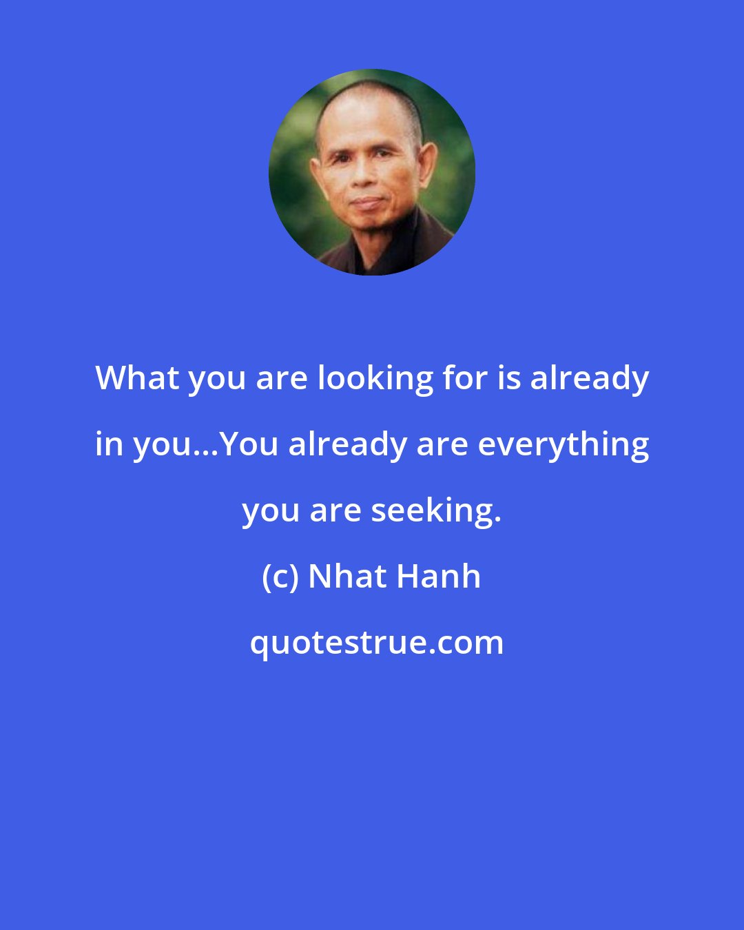 Nhat Hanh: What you are looking for is already in you...You already are everything you are seeking.