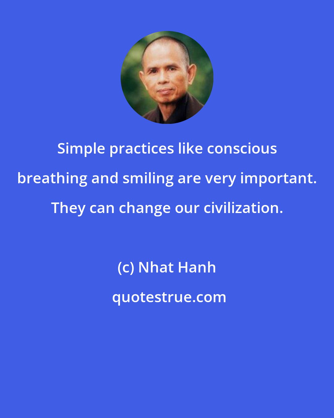 Nhat Hanh: Simple practices like conscious breathing and smiling are very important. They can change our civilization.