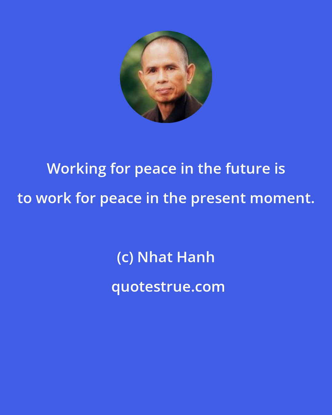 Nhat Hanh: Working for peace in the future is to work for peace in the present moment.