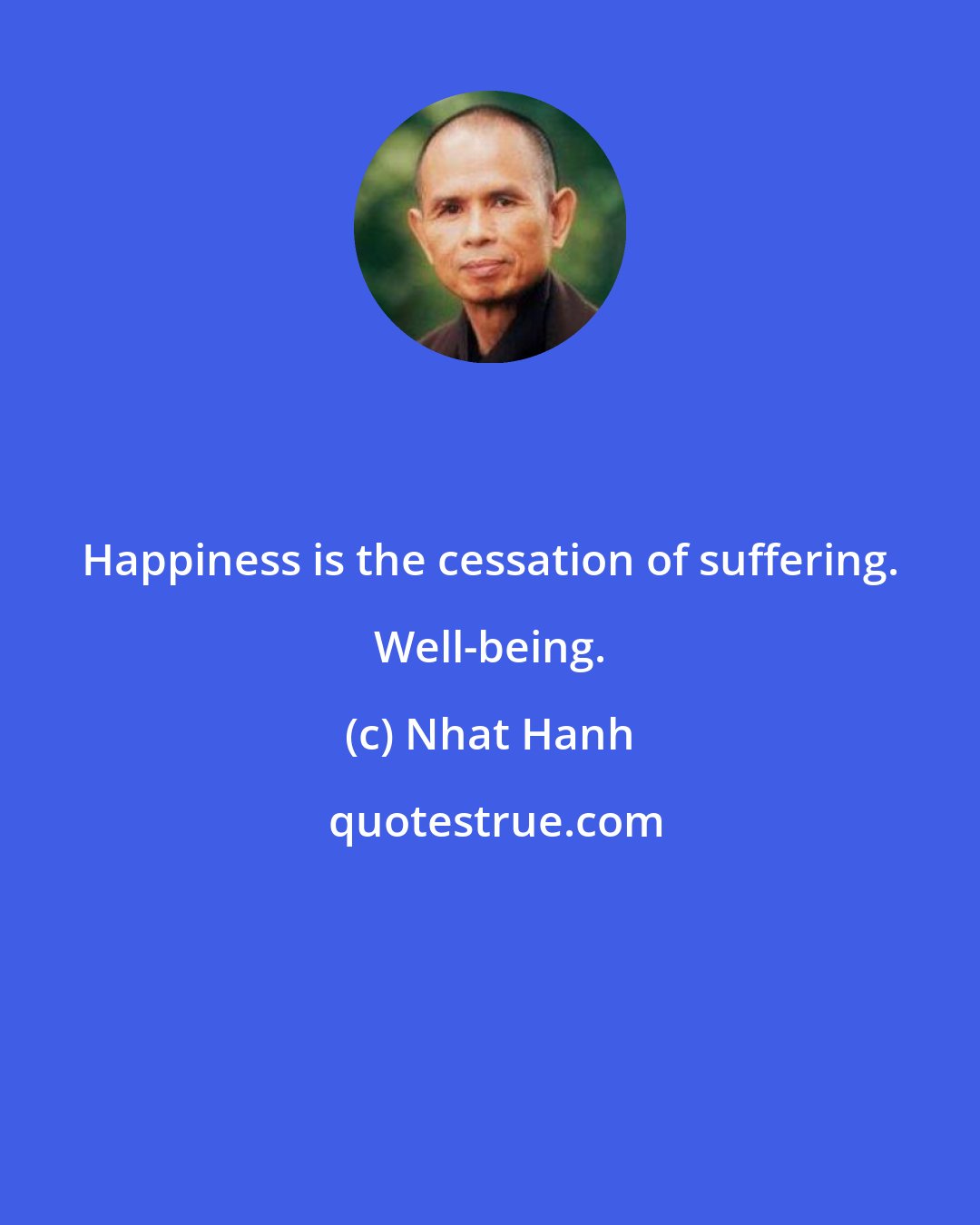 Nhat Hanh: Happiness is the cessation of suffering. Well-being.