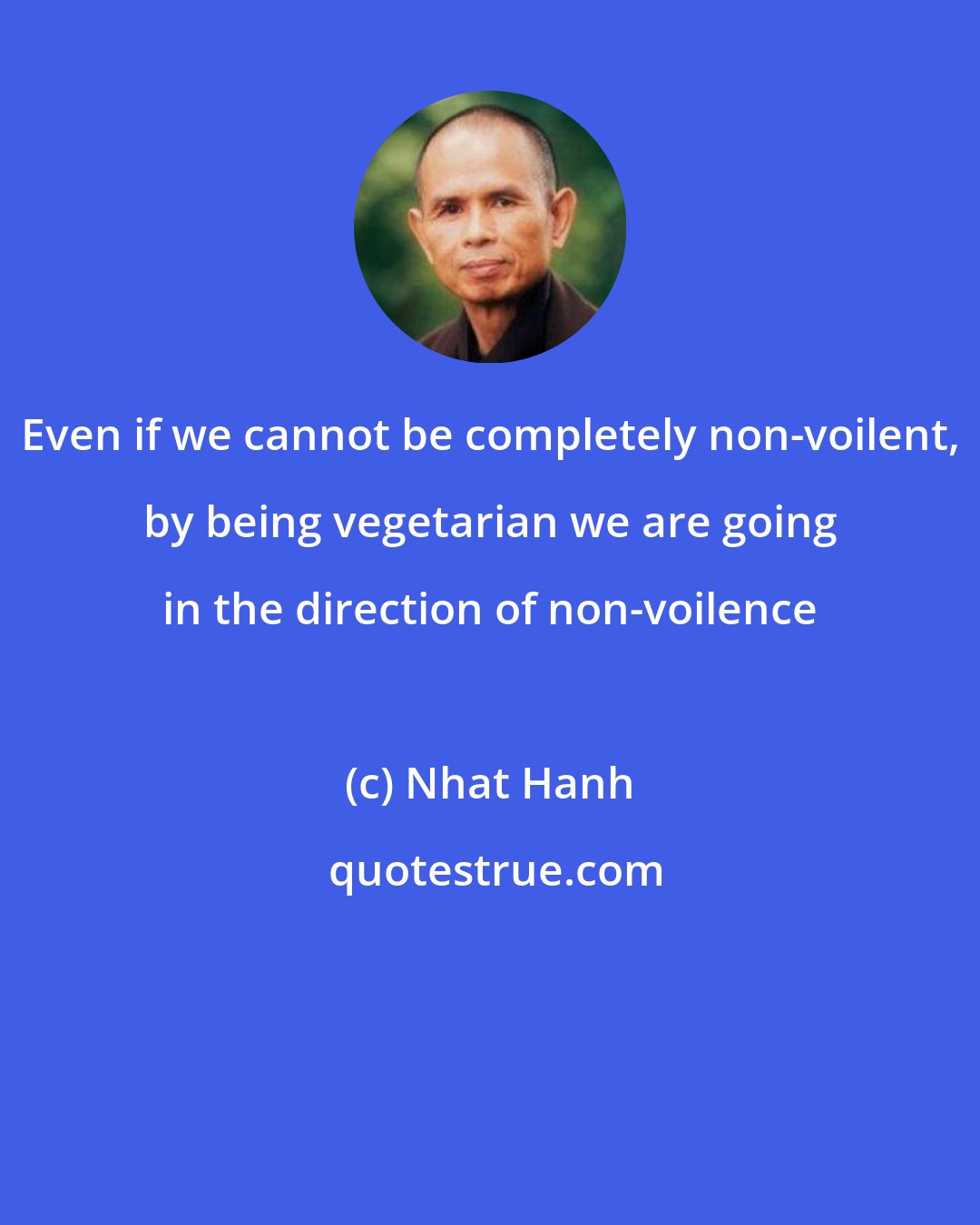 Nhat Hanh: Even if we cannot be completely non-voilent, by being vegetarian we are going in the direction of non-voilence