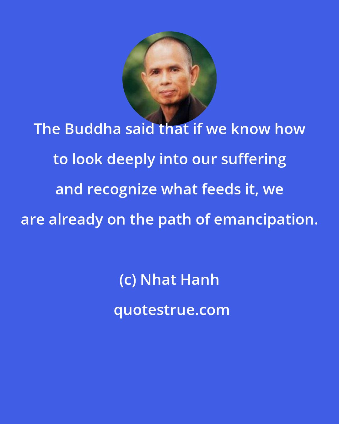 Nhat Hanh: The Buddha said that if we know how to look deeply into our suffering and recognize what feeds it, we are already on the path of emancipation.