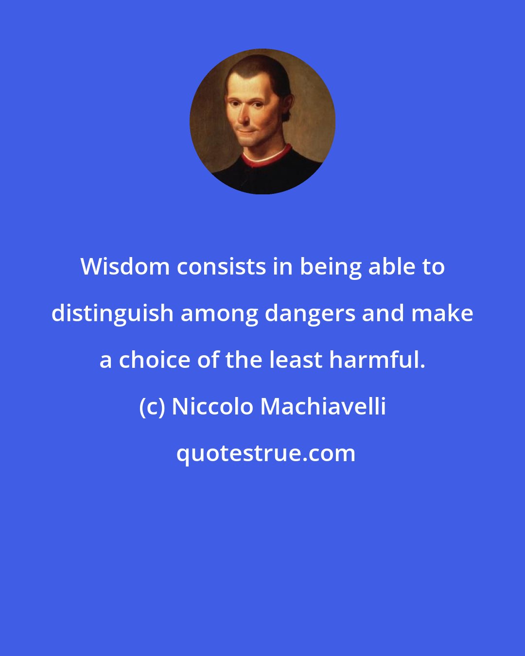 Niccolo Machiavelli: Wisdom consists in being able to distinguish among dangers and make a choice of the least harmful.