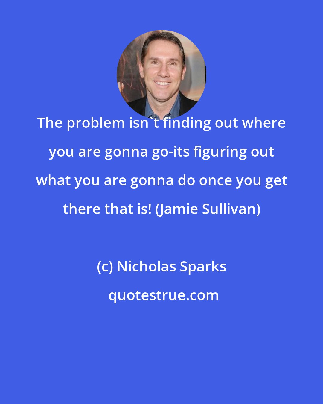 Nicholas Sparks: The problem isn't finding out where you are gonna go-its figuring out what you are gonna do once you get there that is! (Jamie Sullivan)