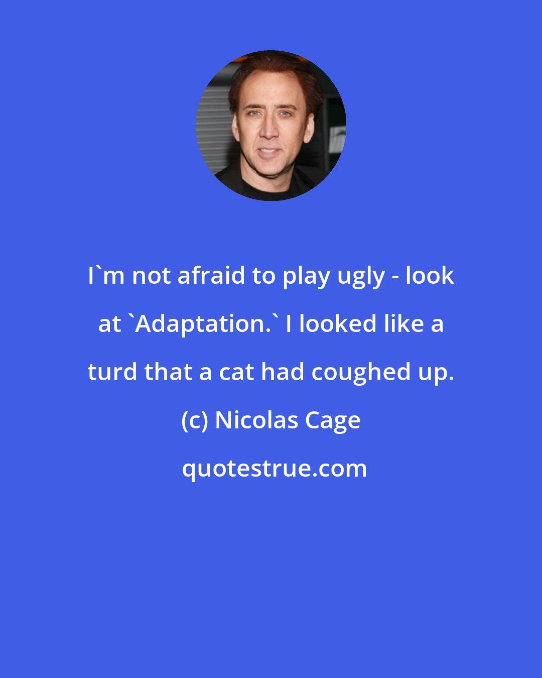 Nicolas Cage: I'm not afraid to play ugly - look at 'Adaptation.' I looked like a turd that a cat had coughed up.