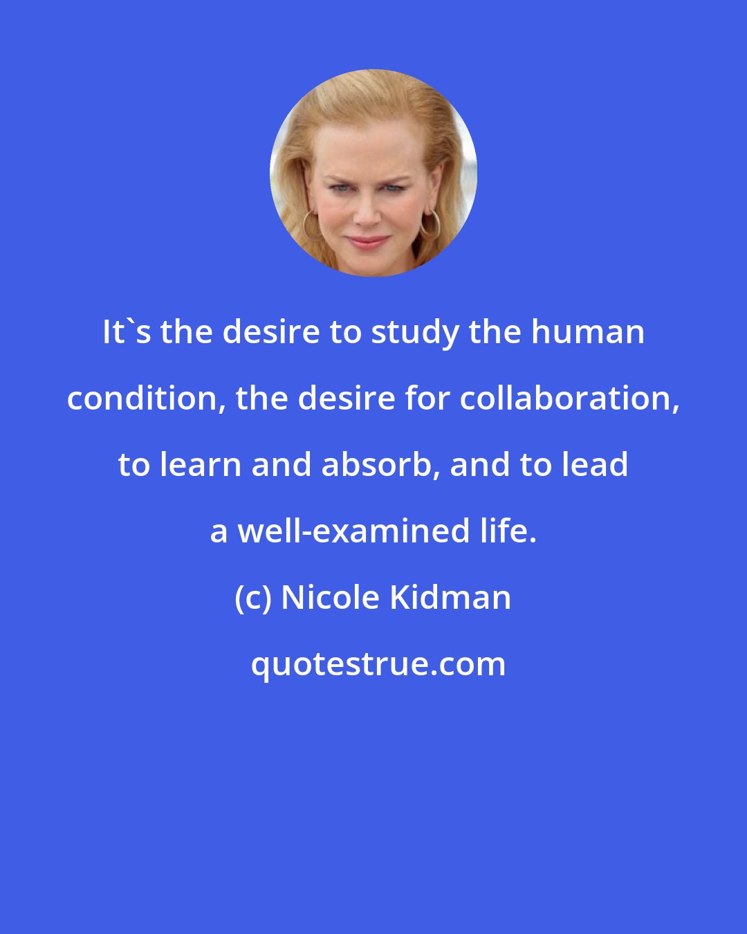 Nicole Kidman: It's the desire to study the human condition, the desire for collaboration, to learn and absorb, and to lead a well-examined life.