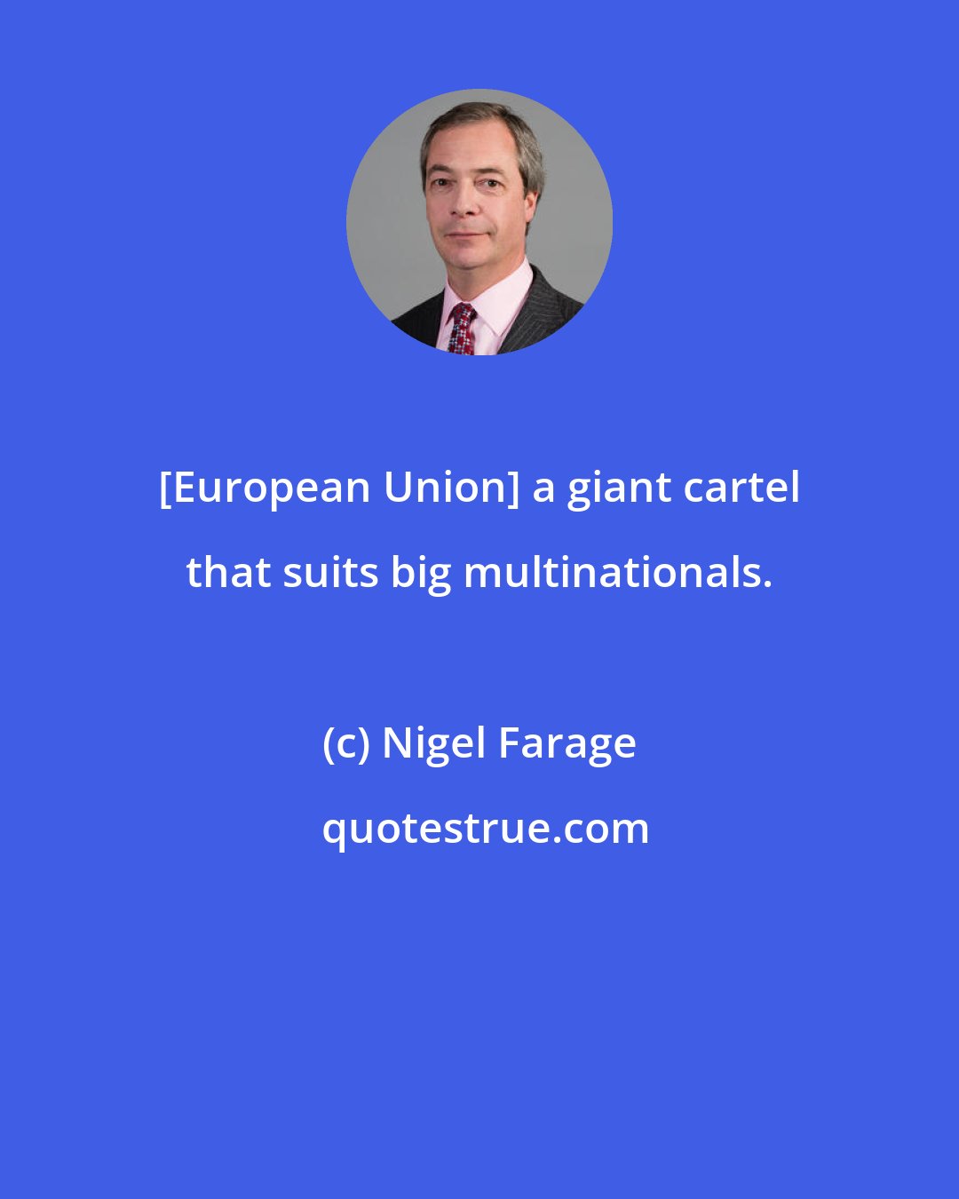 Nigel Farage: [European Union] a giant cartel that suits big multinationals.