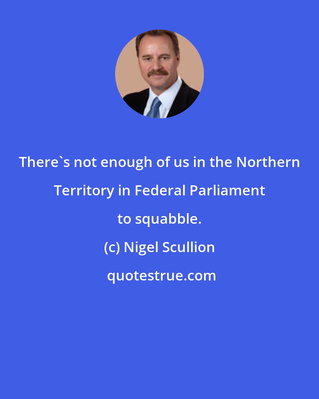 Nigel Scullion: There's not enough of us in the Northern Territory in Federal Parliament to squabble.