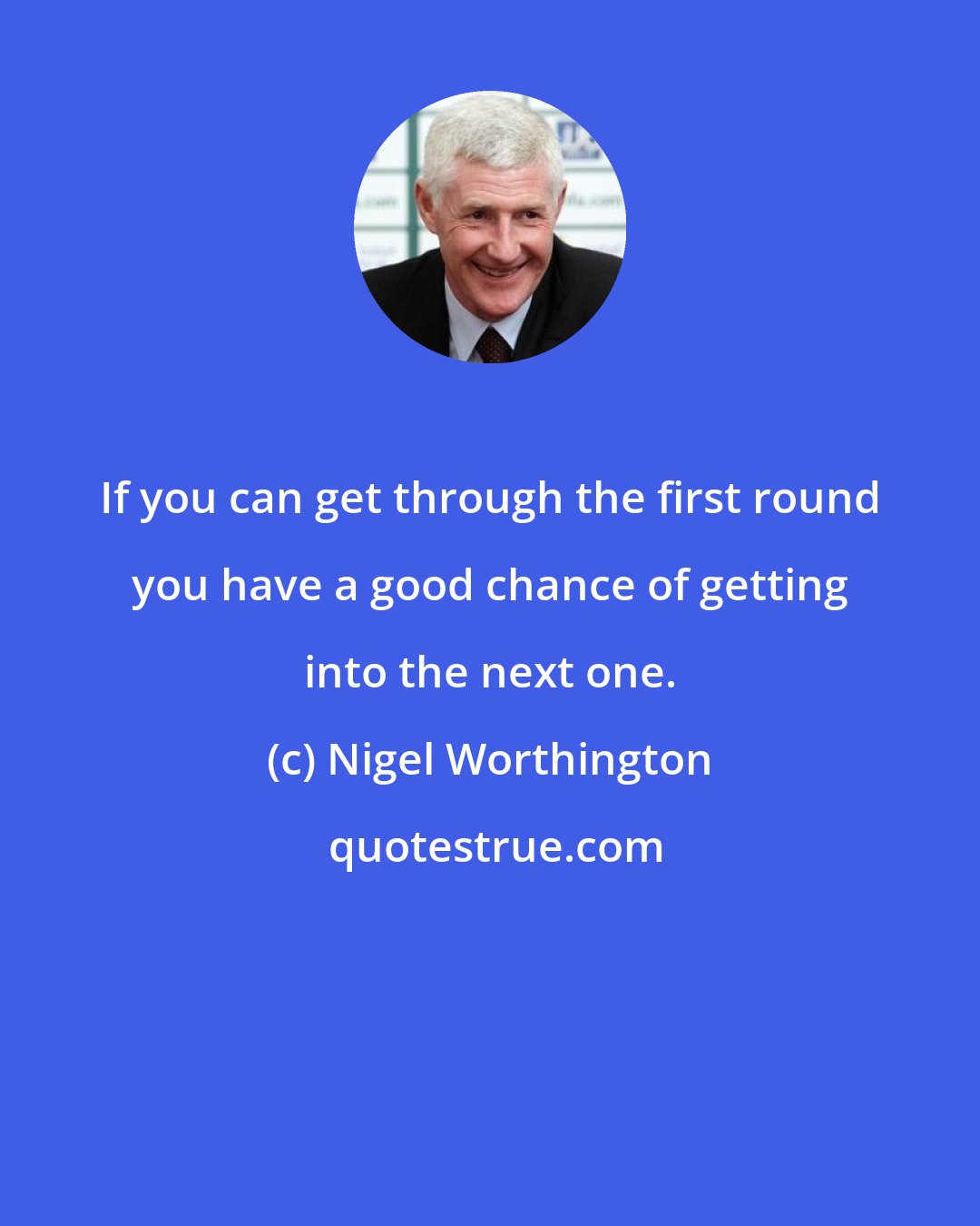 Nigel Worthington: If you can get through the first round you have a good chance of getting into the next one.