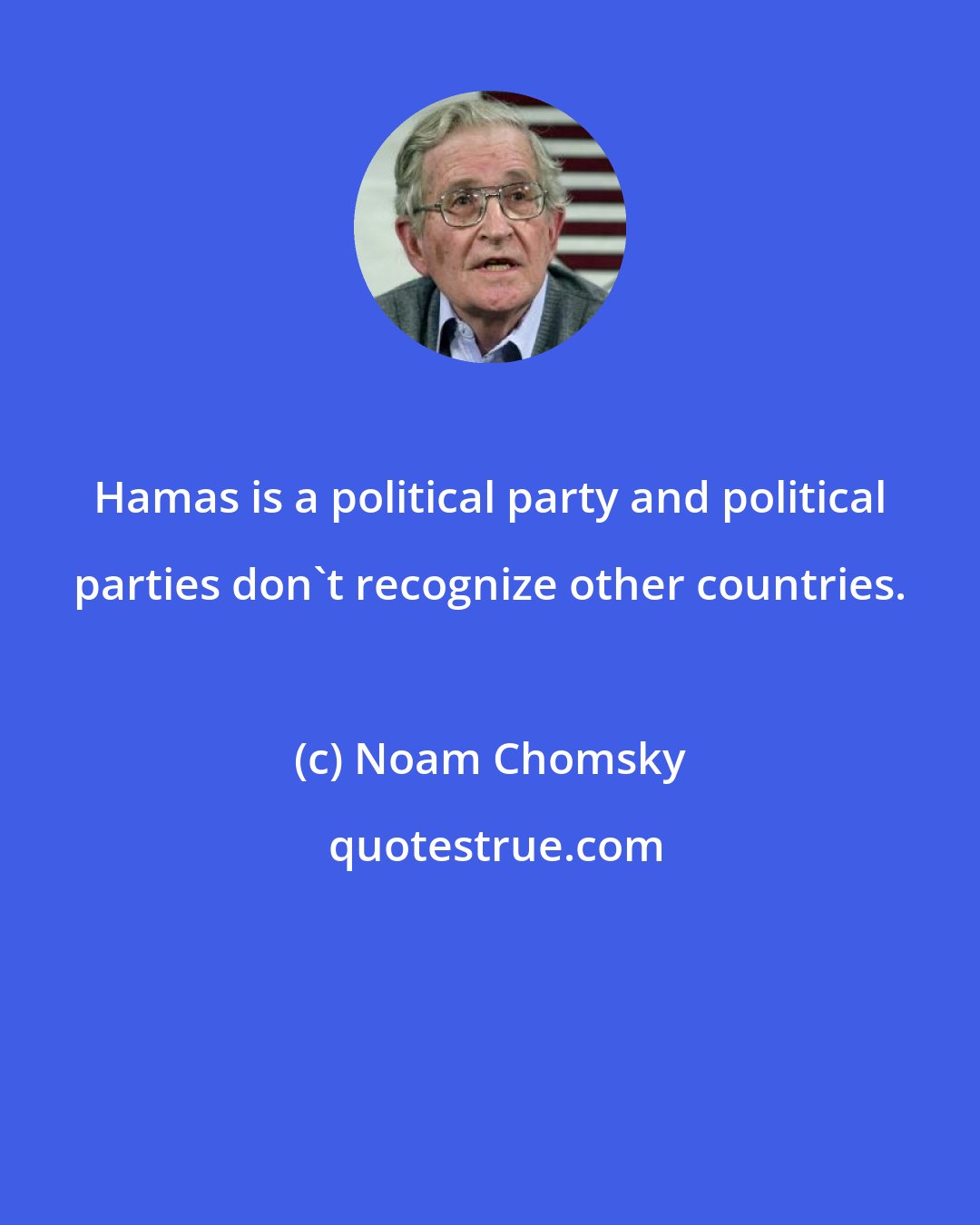 Noam Chomsky: Hamas is a political party and political parties don't recognize other countries.