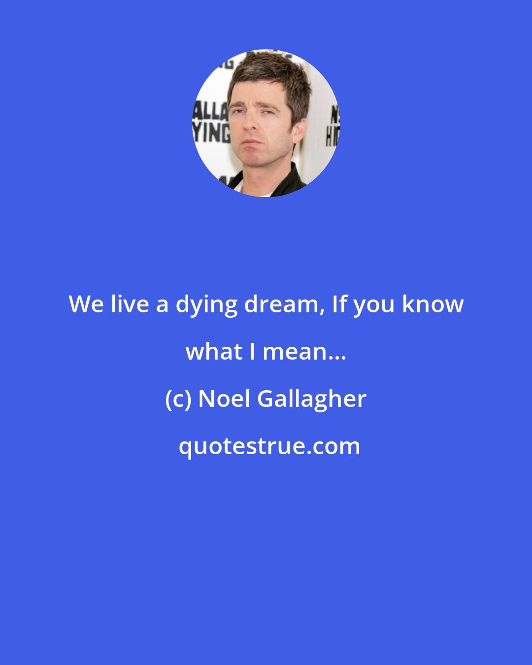 Noel Gallagher: We live a dying dream, If you know what I mean...