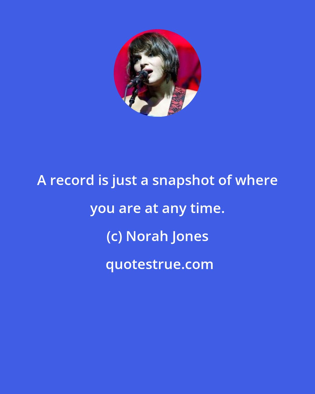 Norah Jones: A record is just a snapshot of where you are at any time.