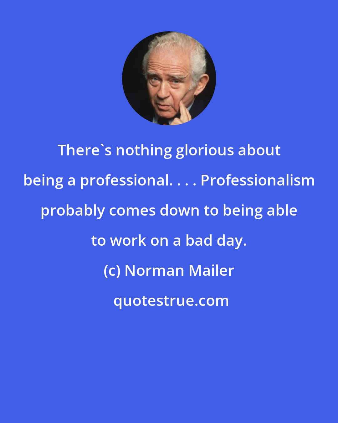 Norman Mailer: There's nothing glorious about being a professional. . . . Professionalism probably comes down to being able to work on a bad day.