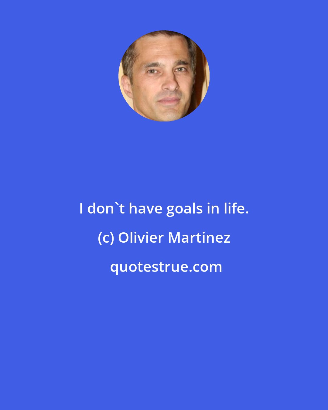 Olivier Martinez: I don't have goals in life.