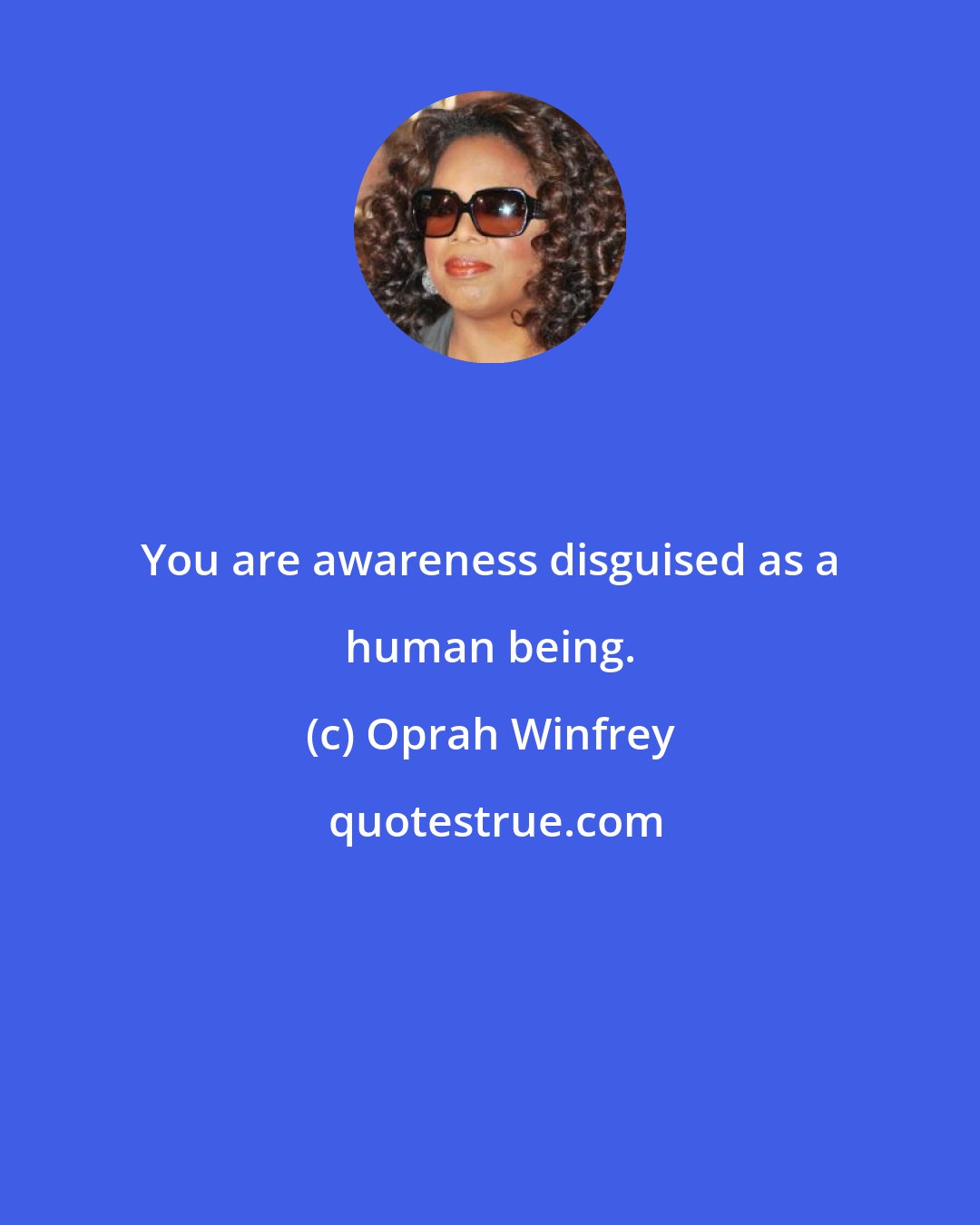 Oprah Winfrey: You are awareness disguised as a human being.