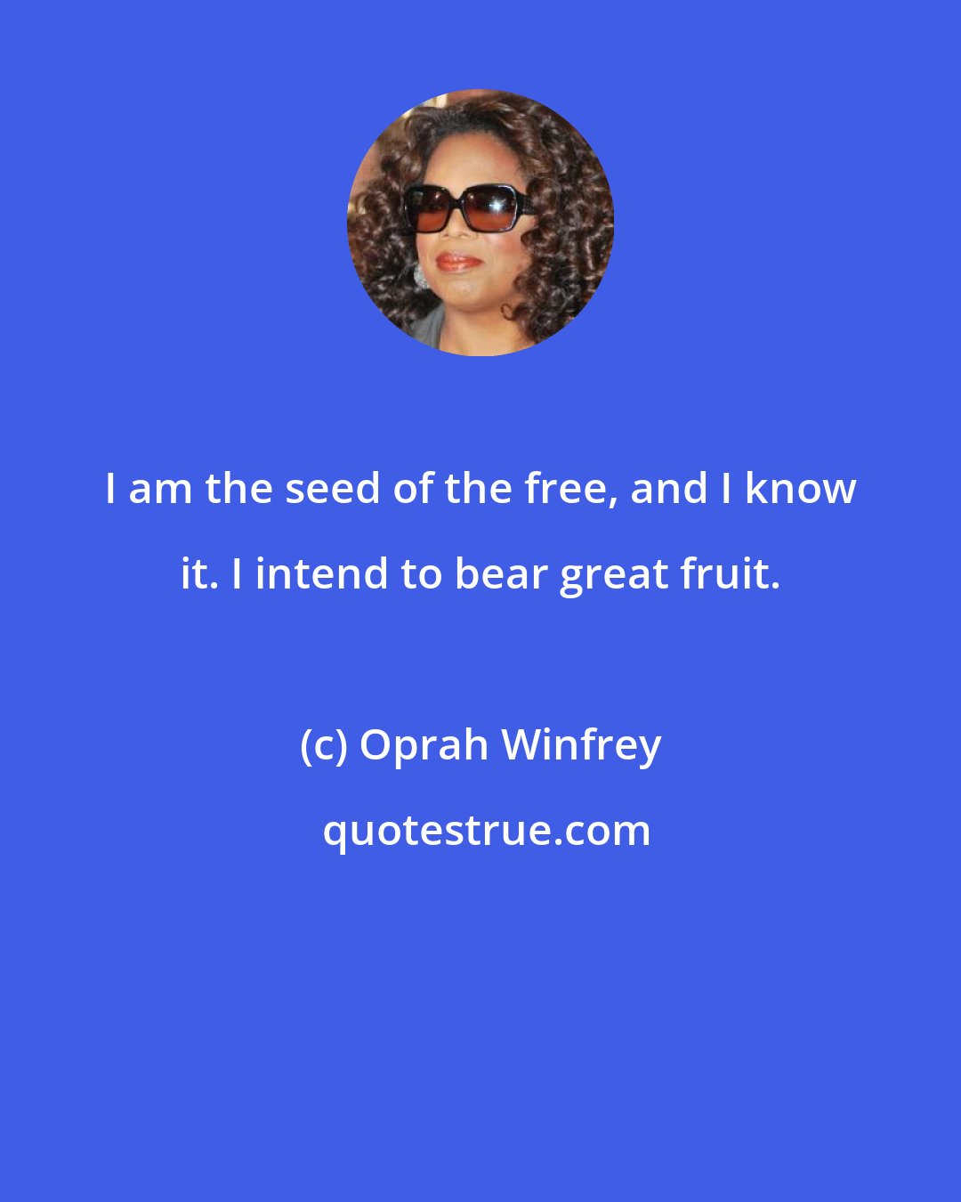 Oprah Winfrey: I am the seed of the free, and I know it. I intend to bear great fruit.