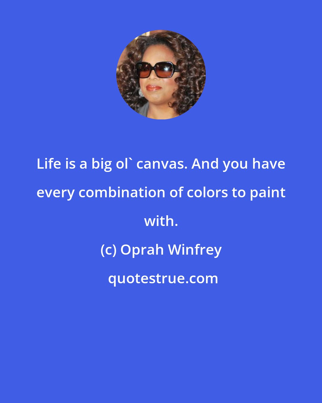 Oprah Winfrey: Life is a big ol' canvas. And you have every combination of colors to paint with.