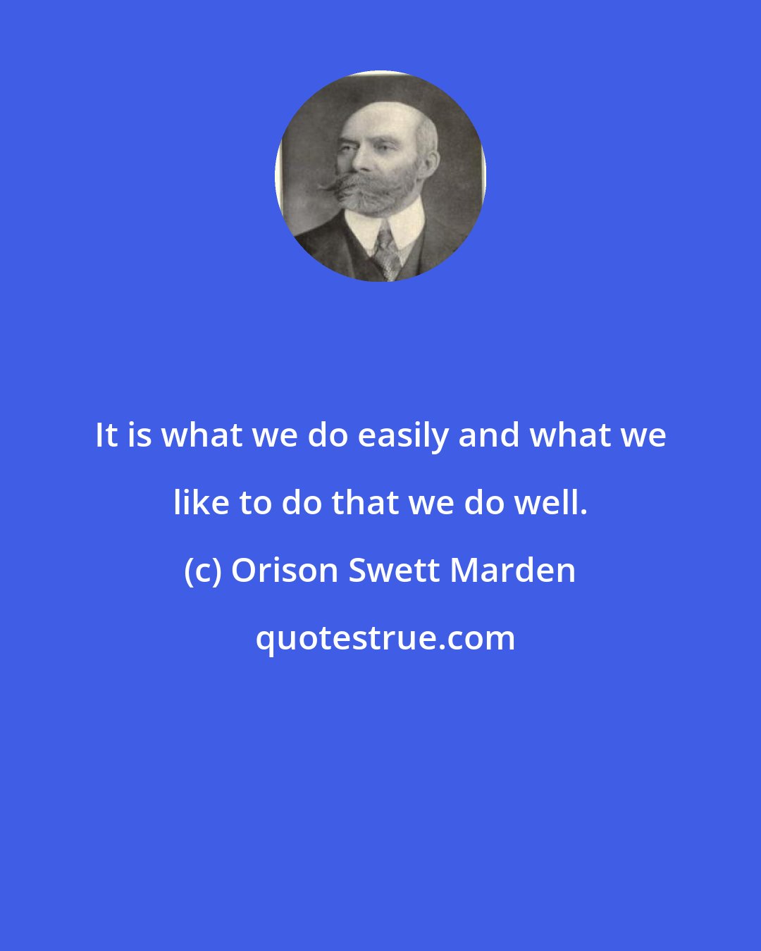 Orison Swett Marden: It is what we do easily and what we like to do that we do well.