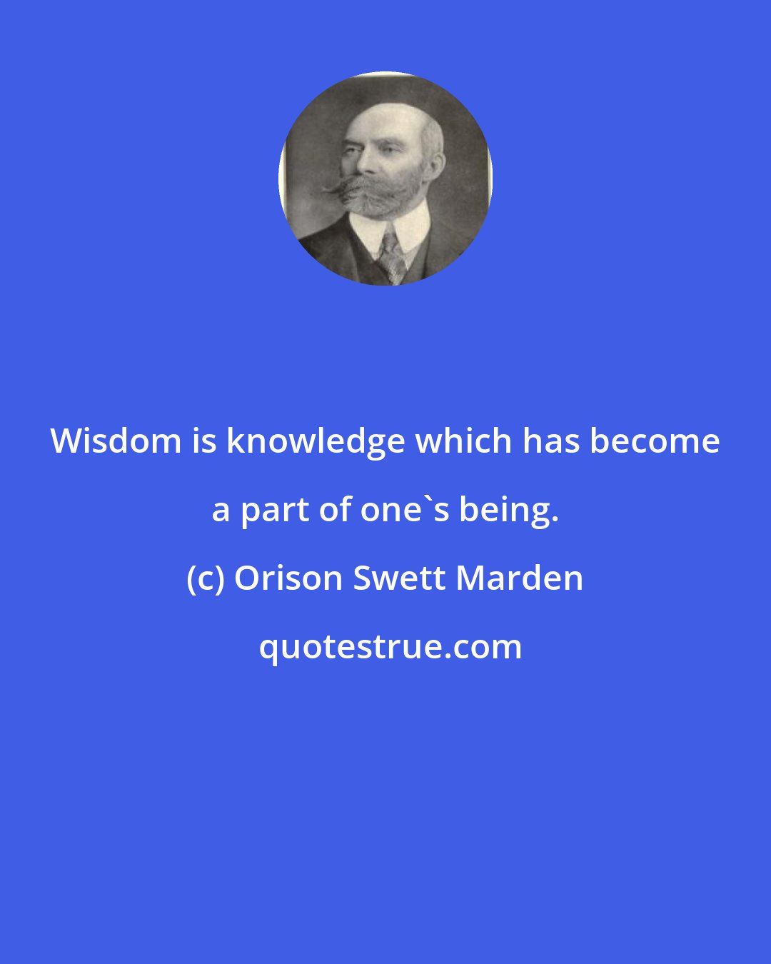 Orison Swett Marden: Wisdom is knowledge which has become a part of one's being.