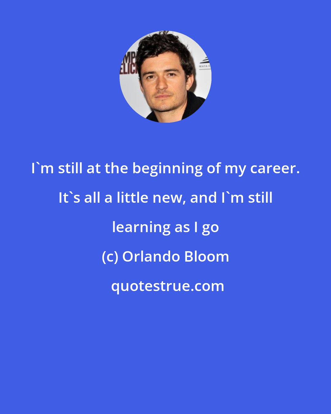 Orlando Bloom: I'm still at the beginning of my career. It's all a little new, and I'm still learning as I go