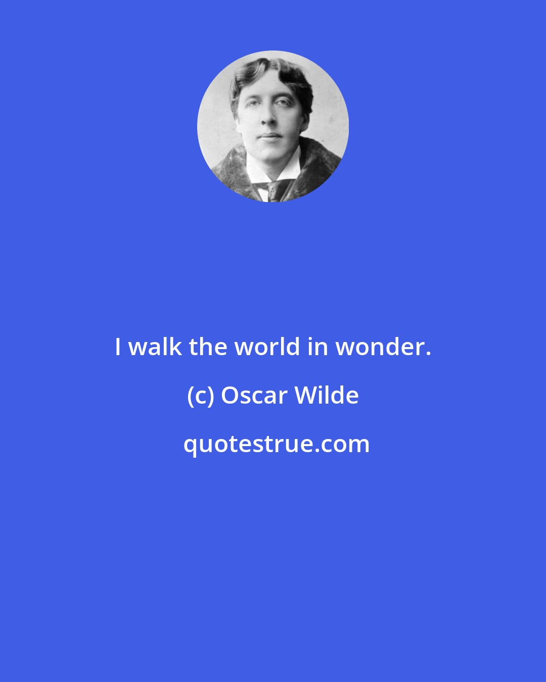 Oscar Wilde: I walk the world in wonder.