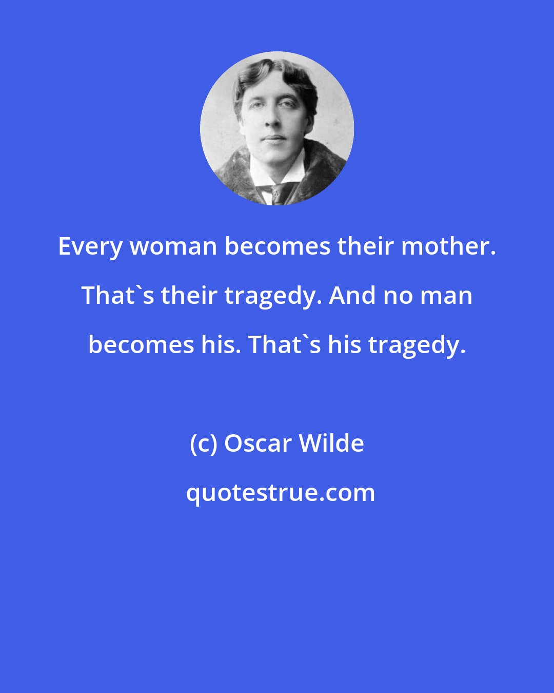 Oscar Wilde: Every woman becomes their mother. That's their tragedy. And no man becomes his. That's his tragedy.