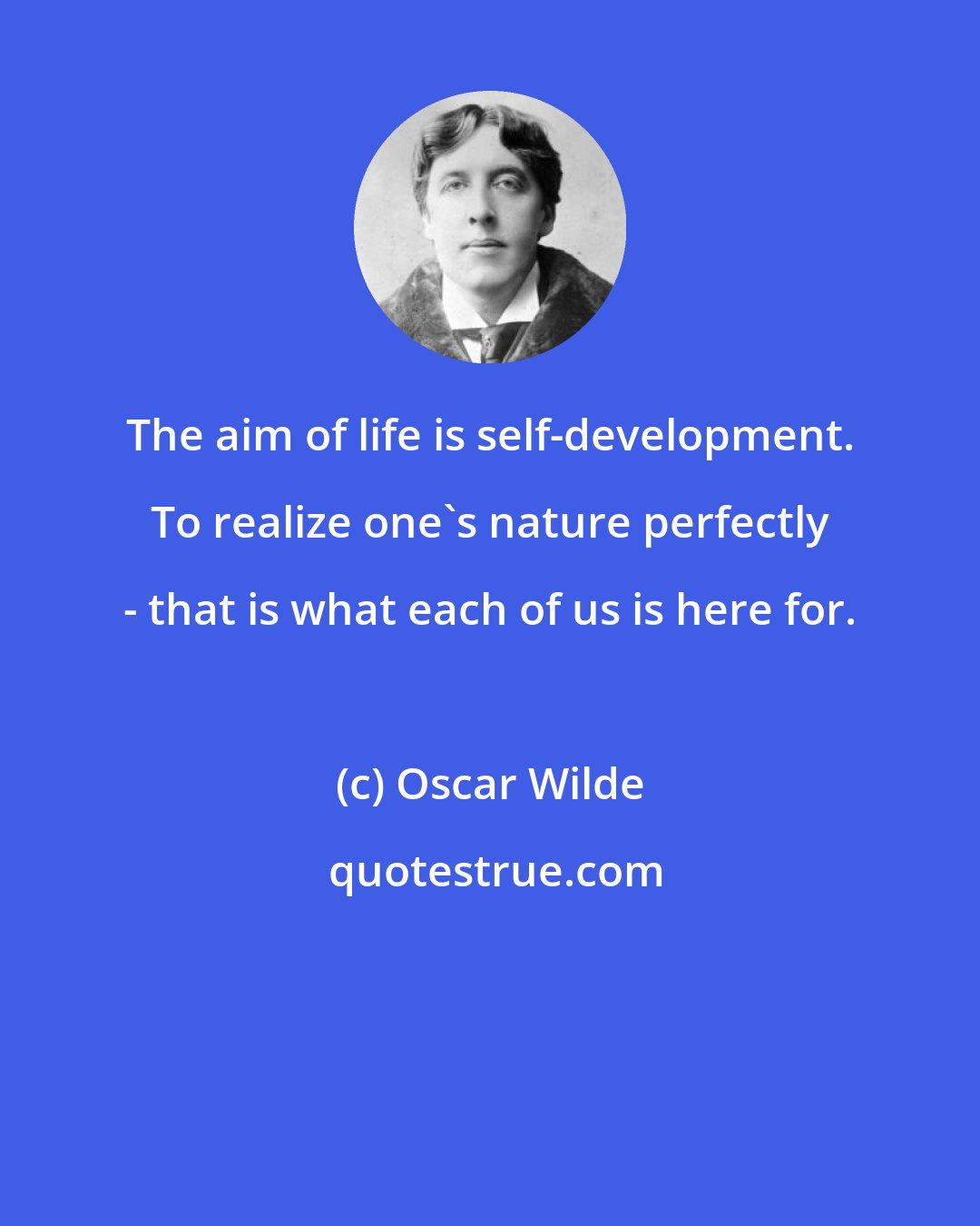 Oscar Wilde: The aim of life is self-development. To realize one's nature perfectly - that is what each of us is here for.