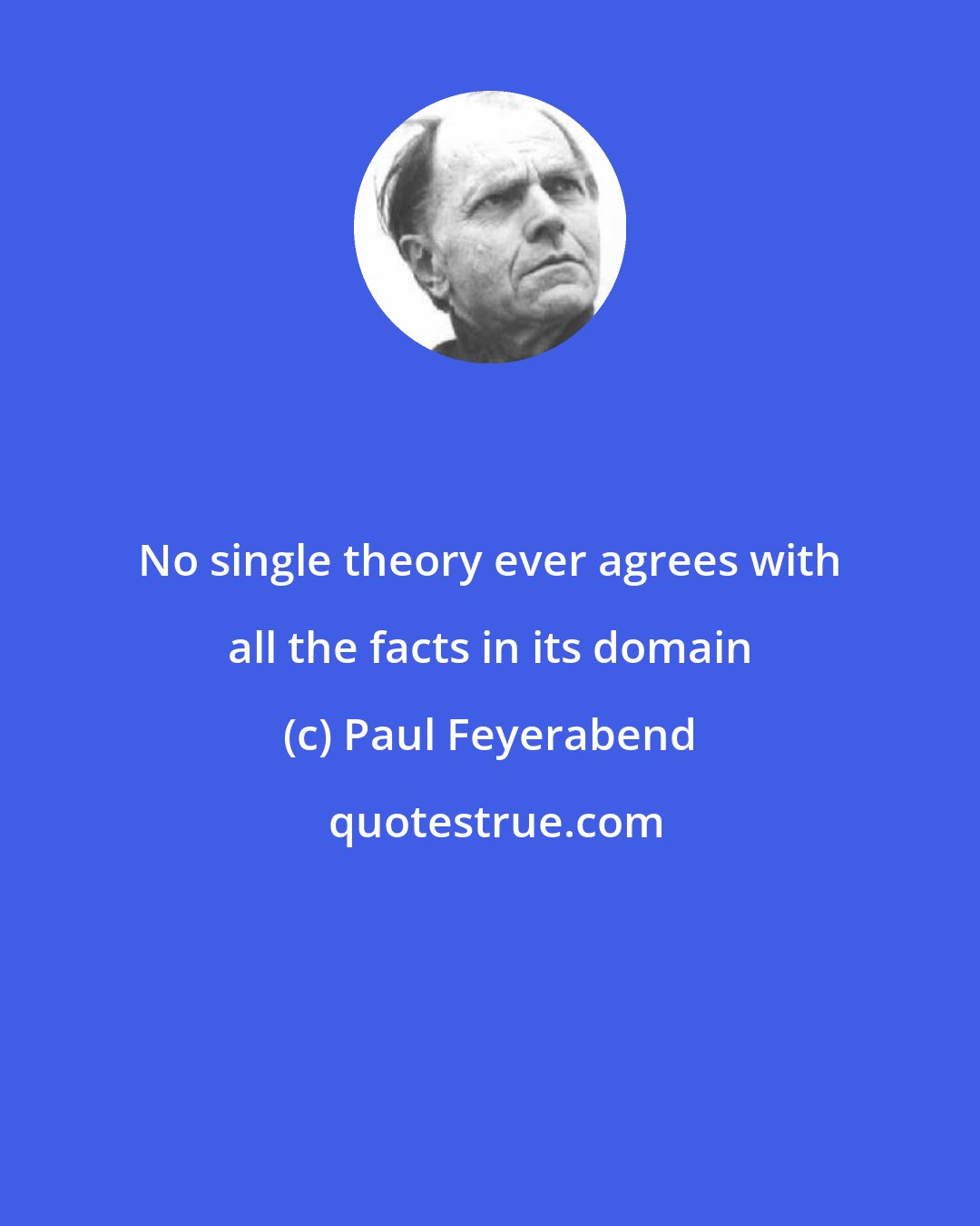 Paul Feyerabend: No single theory ever agrees with all the facts in its domain