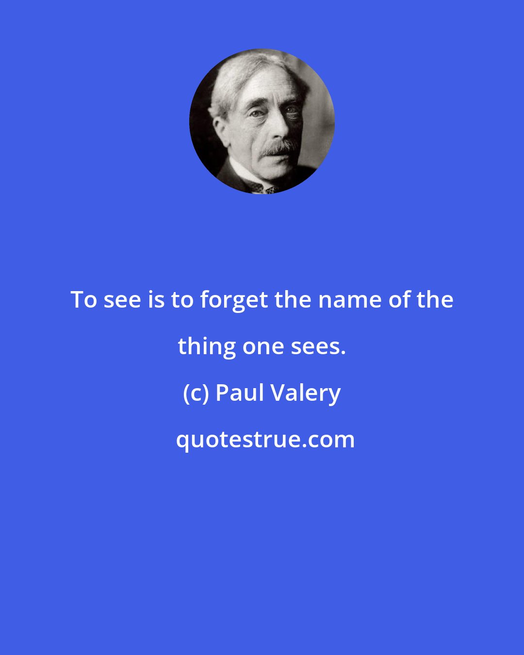 Paul Valery: To see is to forget the name of the thing one sees.